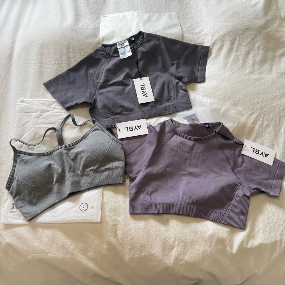 New AYBL Workout Bundle: Crop Tops & Sports Bra, Small - Picture 7 of 8